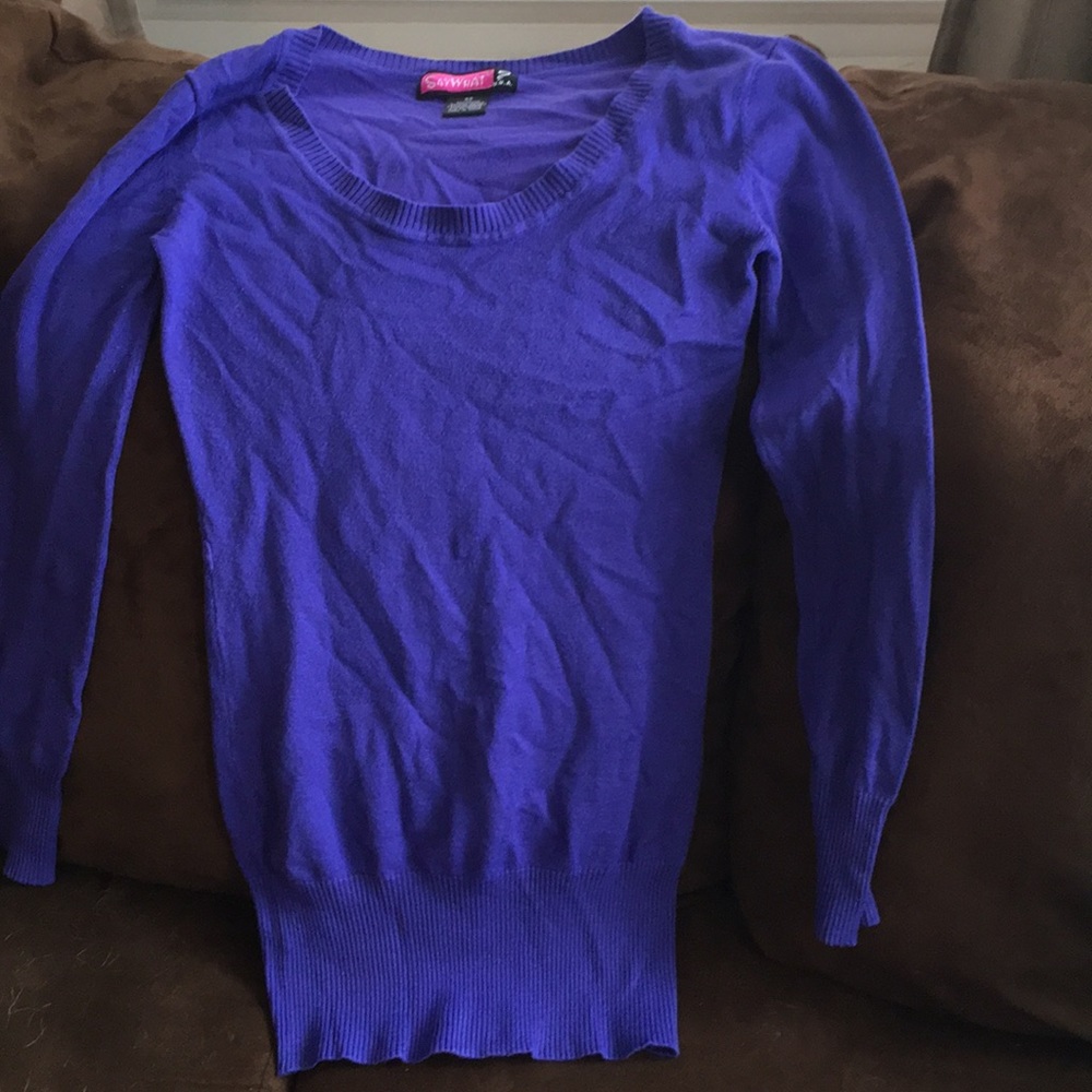 Purple long waisted sweater